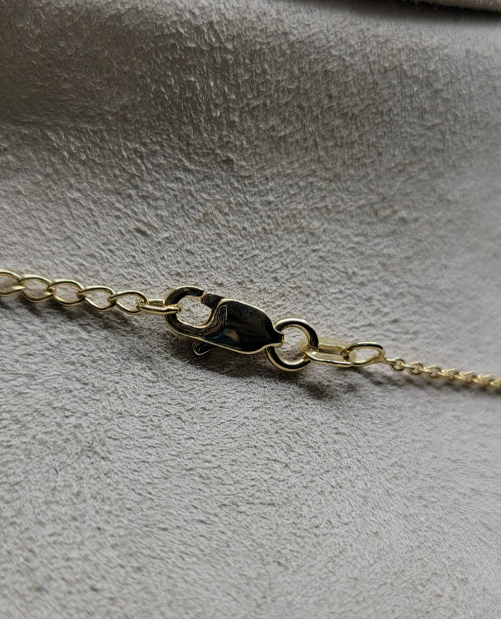 14K Yellow Gold Blue Enamel Fashion Star  Necklace
