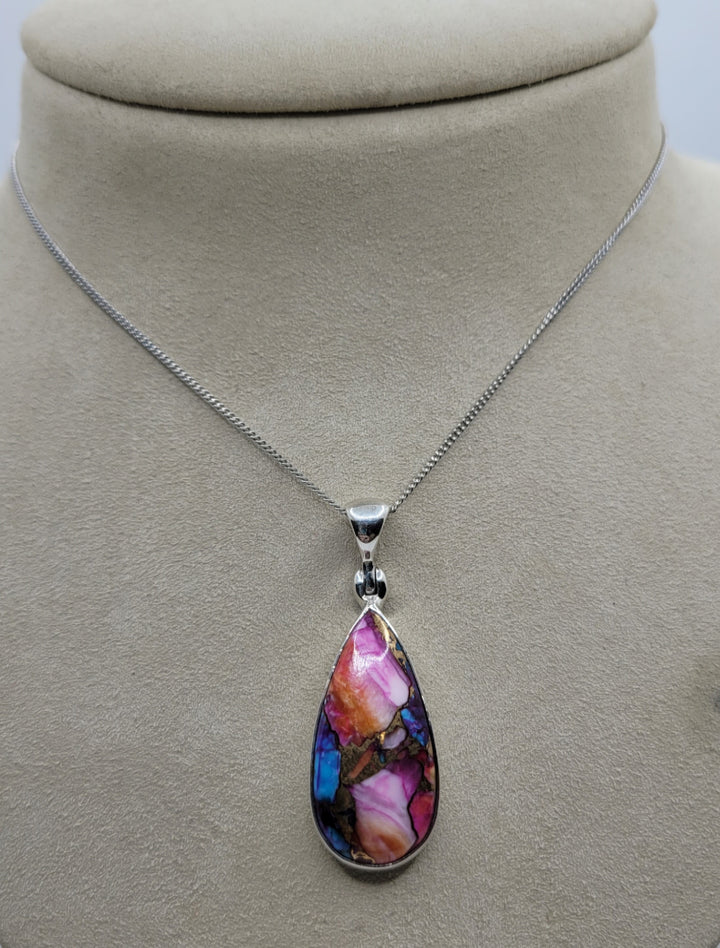 18" Sterling Silver Oyster Turquoise Pendant Necklace