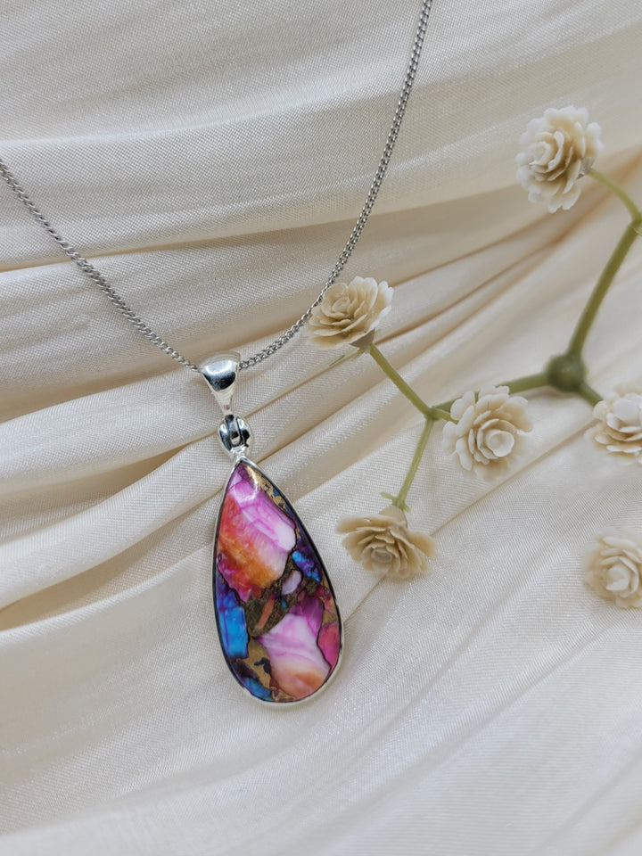 18" Sterling Silver Oyster Turquoise Pendant Necklace