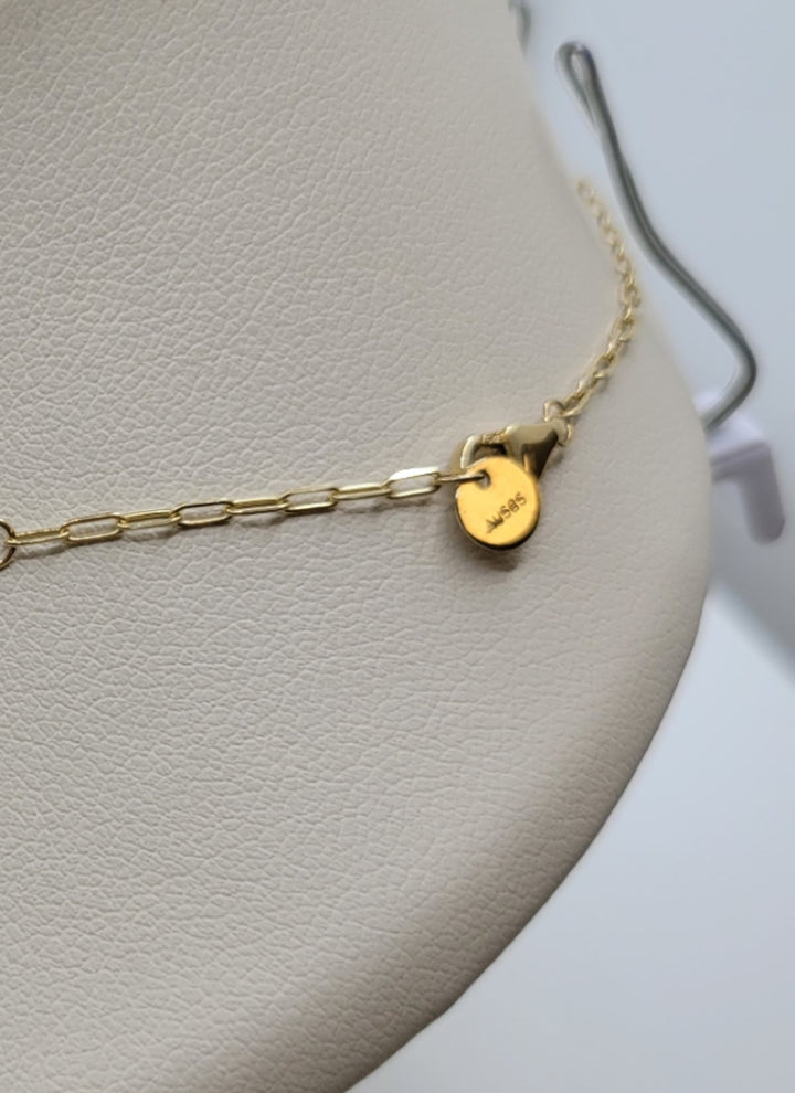 14K Yellow Gold Bezel Set Emerald Cut Diamond Necklace