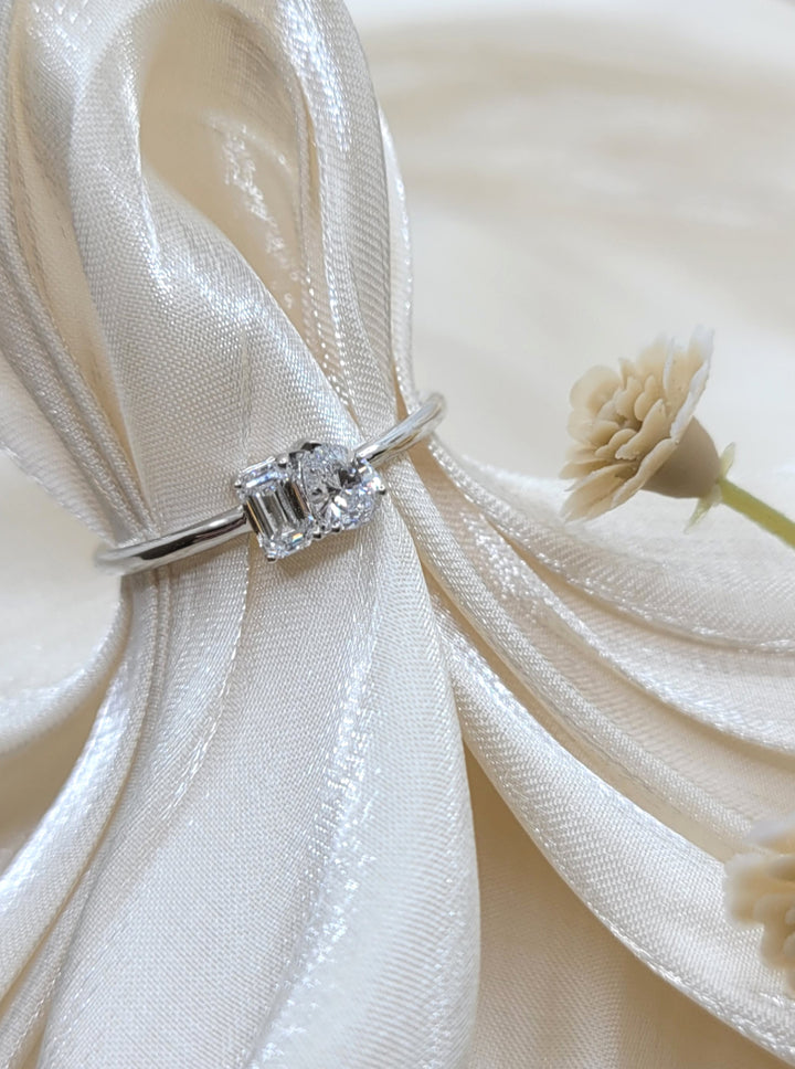 10K White Gold Two-Stone Lab Grown Diamond Ring