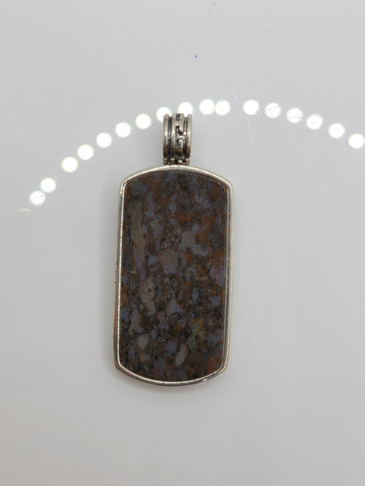 Sterling Silver Dinosaur Bone Dog Tag Pendant