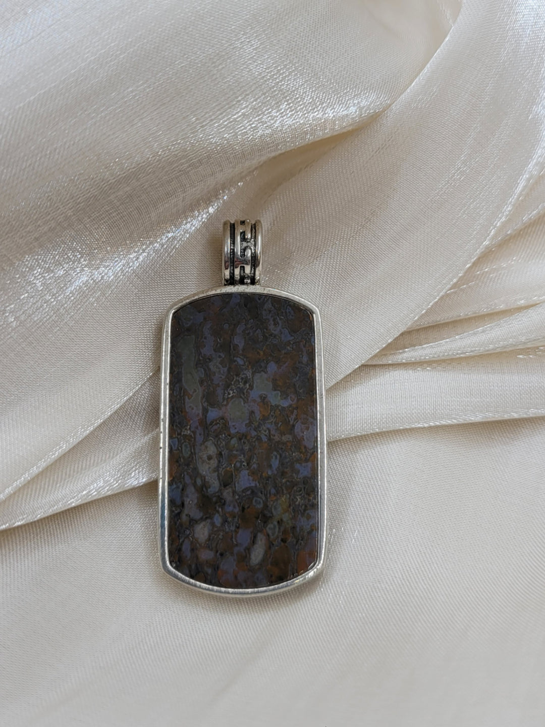 Sterling Silver Dinosaur Bone Dog Tag Pendant
