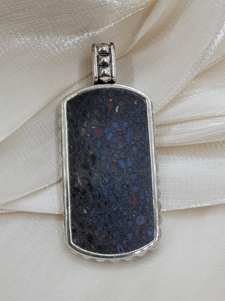 Sterling Silver Dinosaur Bone Dog Tag Pendant