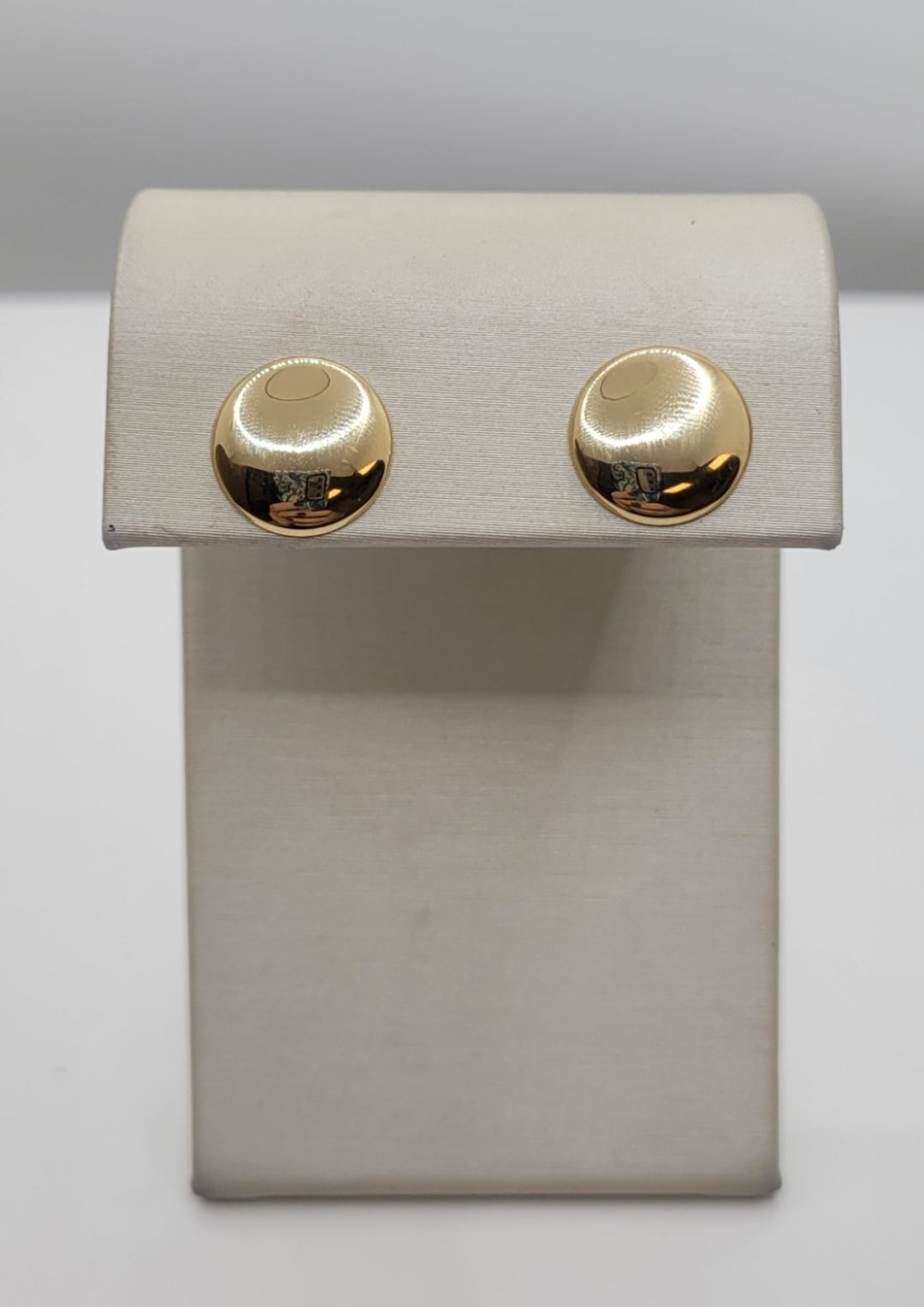 14K Yellow Gold 12.4mm Round Button Stud Earrings