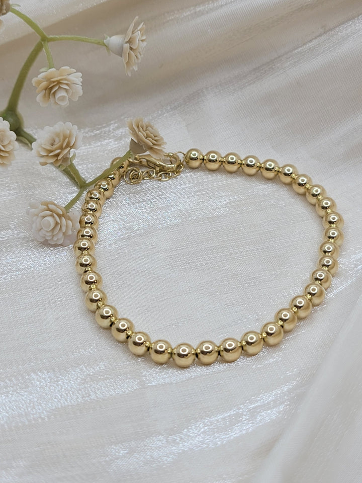 17.5" 14K Yellow Gold 4mm Beaded Bracelet