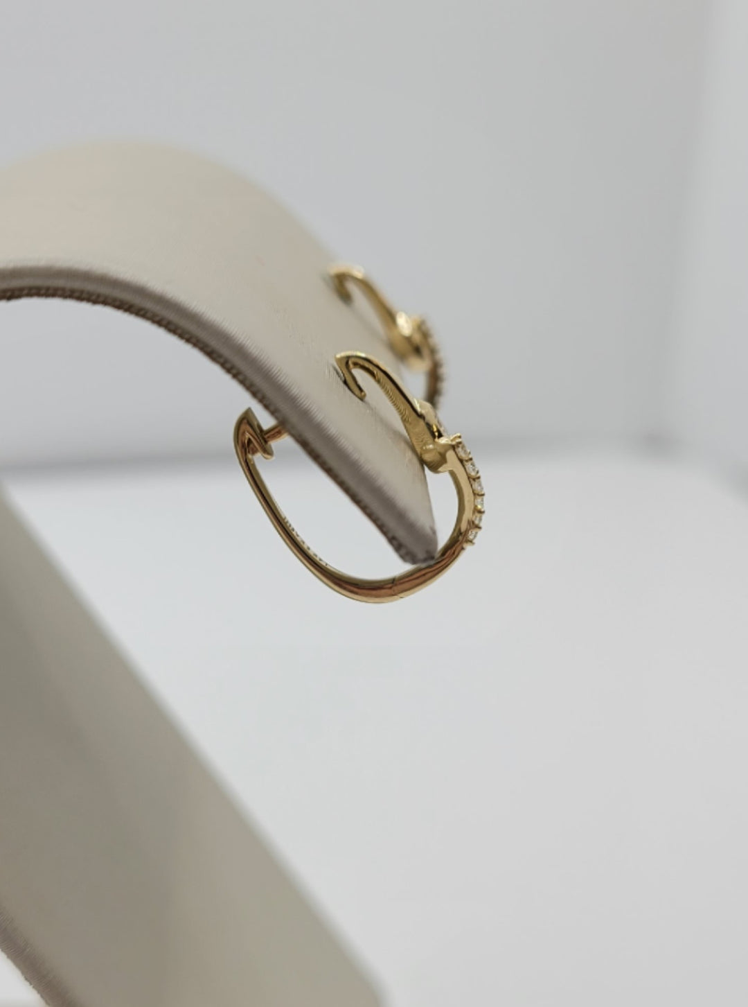 14K Yellow Gold Diamond Fashion Hoop Earrings