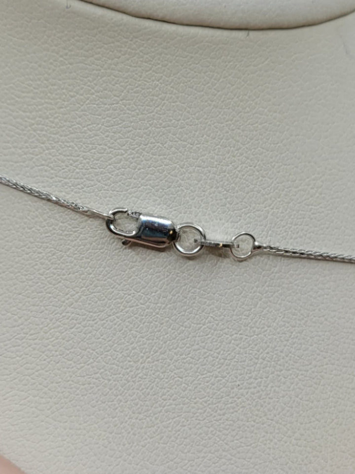 14K White Gold Diamond Cut Cross Pendant Necklace