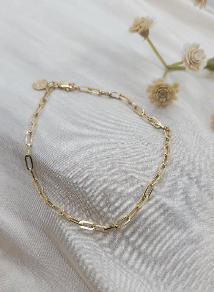 7" 14K Yellow Gold 2.3mm Paperclip Chain Bracelet
