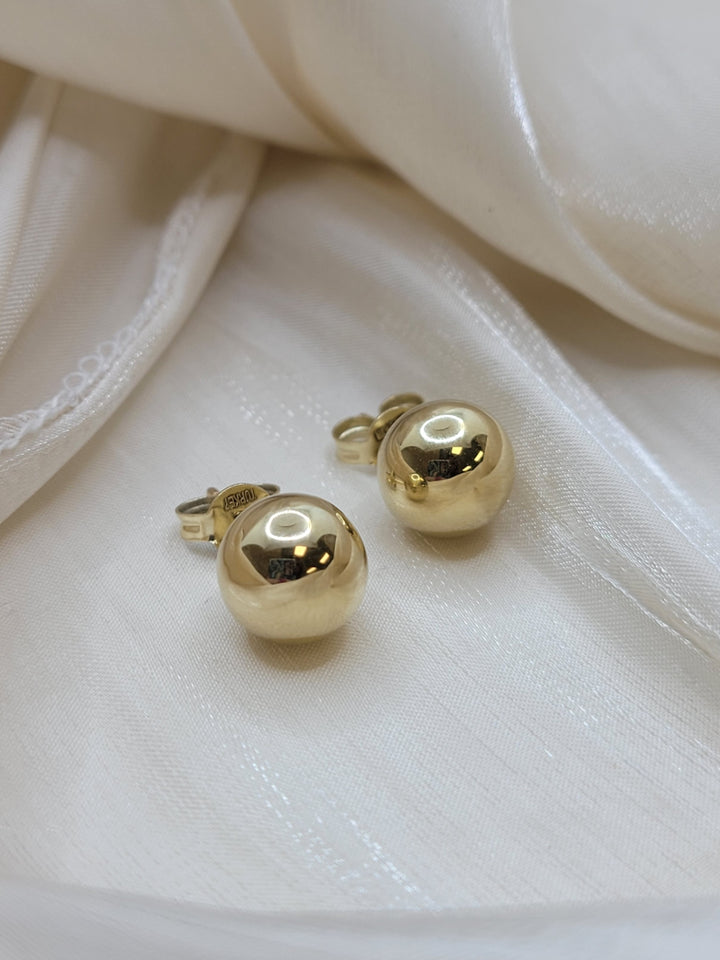 14K Yellow Gold 10mm Hollow Ball Stud Earrings