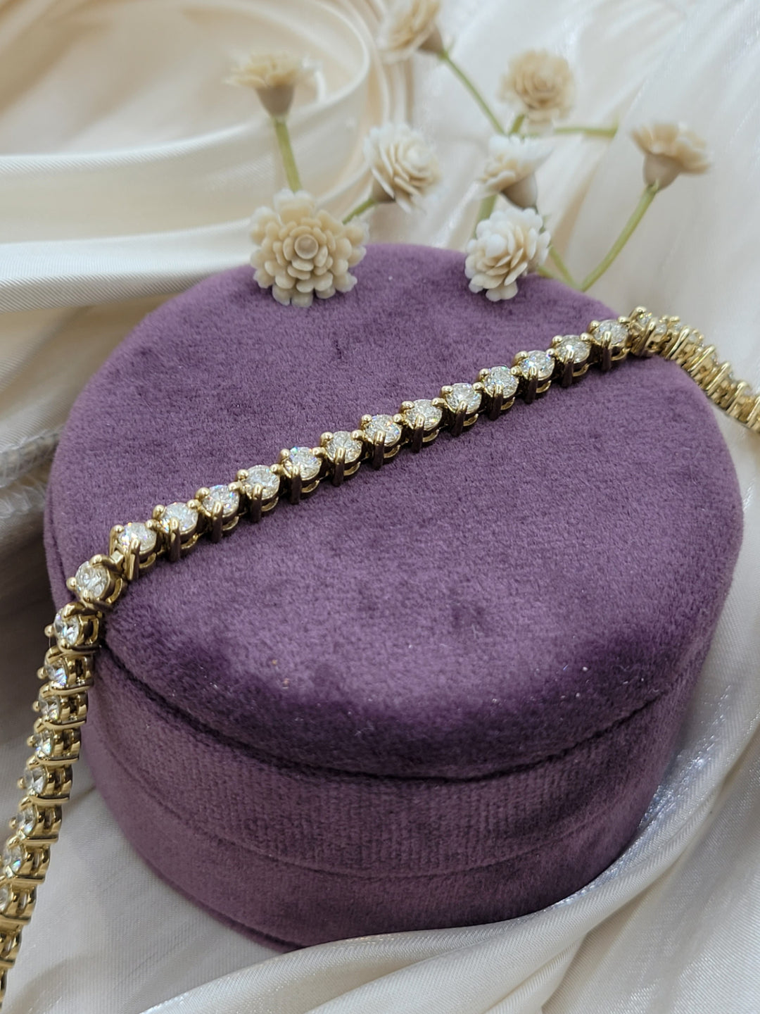 14K Yellow Gold 6 Ct Natural Diamond Tennis Bracelet