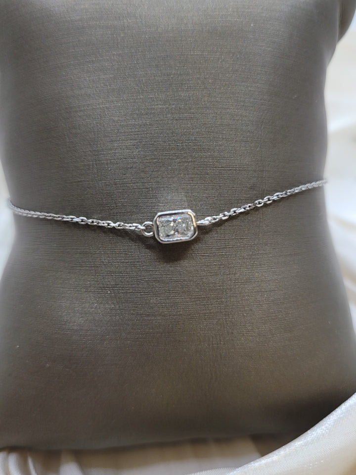 7.25 " 14K White Gold Bezel Set Diamond Bracelet