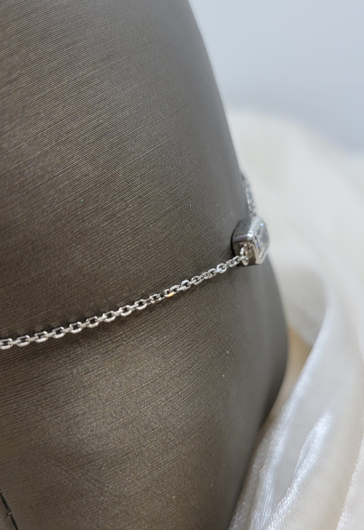7.25 " 14K White Gold Bezel Set Diamond Bracelet