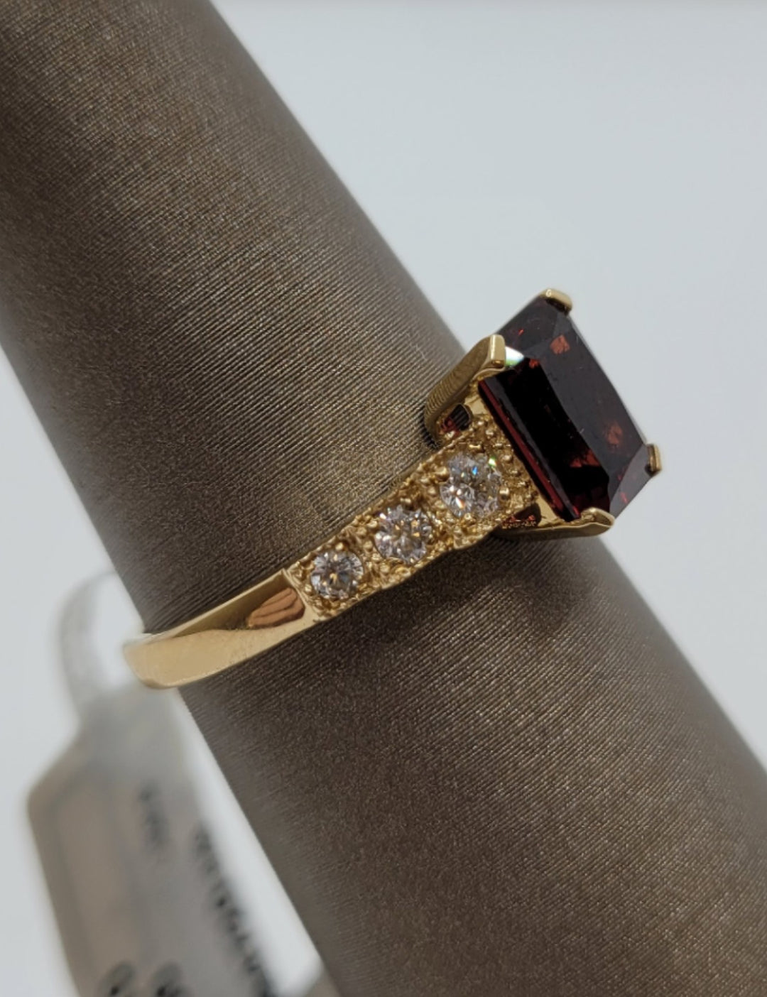 14K Yellow Gold Garnet & Diamond Fashion Ring