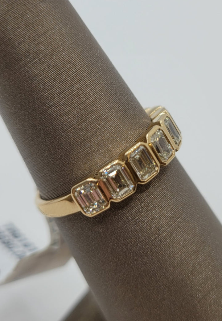 14K Yellow Gold Bezel Set Emerald Fashion Band