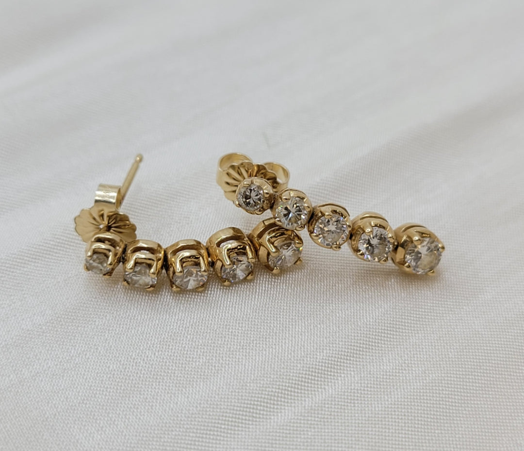 14K Yellow Gold Diamond Dangle Earrings