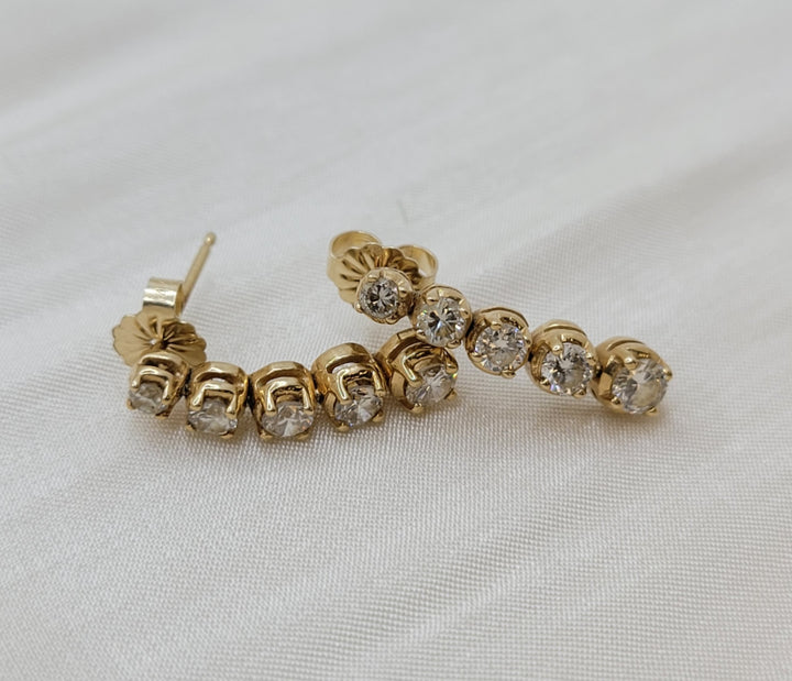 14K Yellow Gold Diamond Dangle Earrings