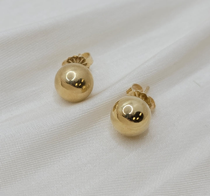 14K Yellow Gold 8mm Hollow Ball Stud Earrings