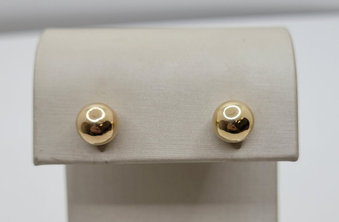 14K Yellow Gold 8mm Hollow Ball Stud Earrings