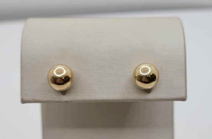 14K Yellow Gold 8mm Hollow Ball Stud Earrings