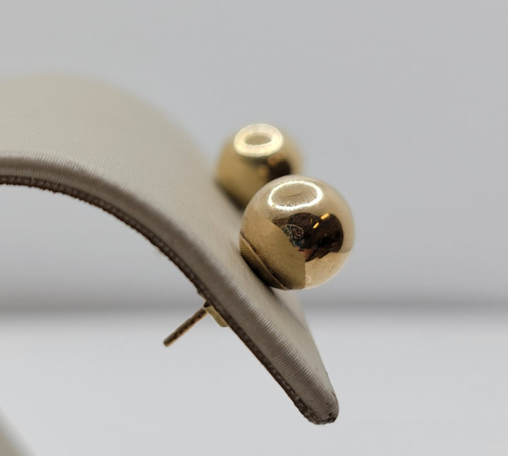 14K Yellow Gold 8mm Hollow Ball Stud Earrings