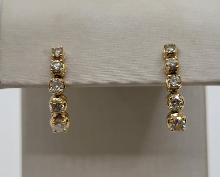 14K Yellow Gold Diamond Dangle Earrings