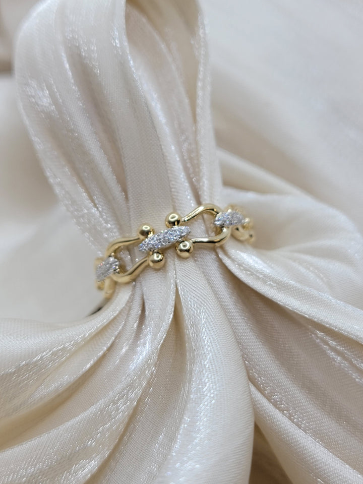 14K Yellow Gold Horseshoe Diamond Fashion Ring