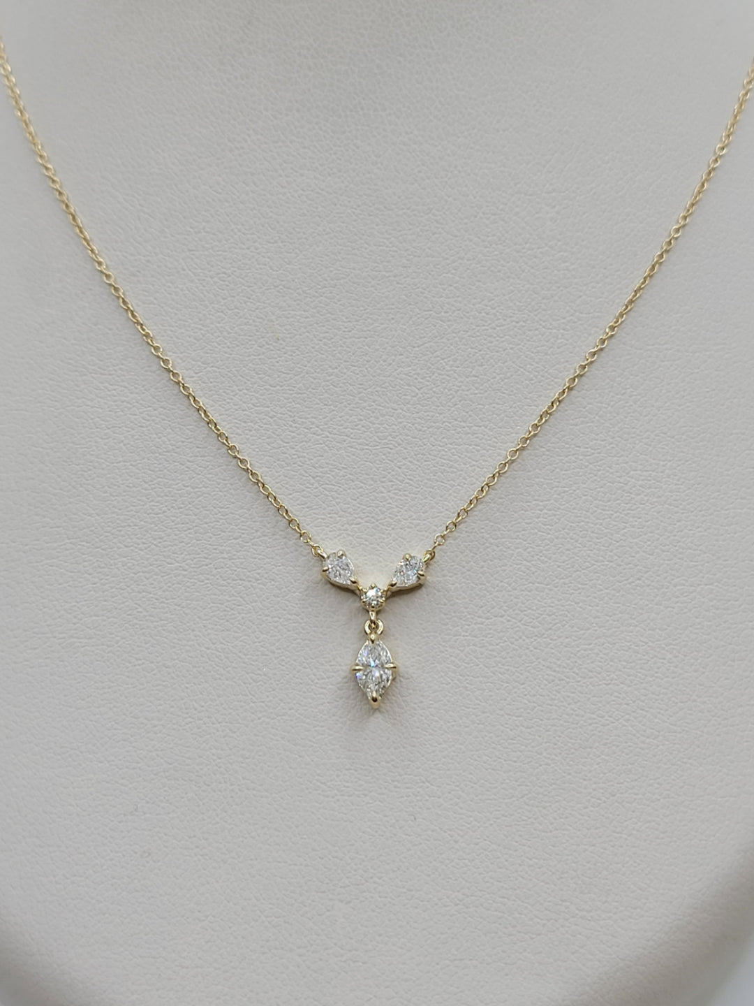 18" 14K Yellow Gold Diamond Y-Drop Necklace