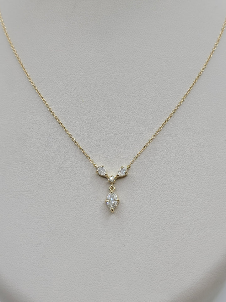 18" 14K Yellow Gold Diamond Y-Drop Necklace