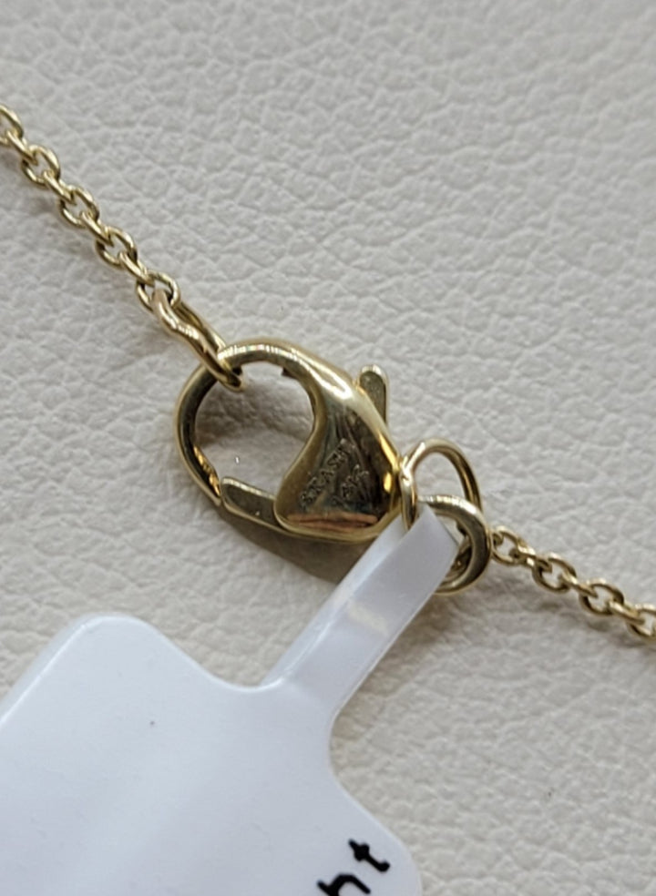 18" 14K Yellow Gold Bezel Oval Diamond Waterfall Necklace
