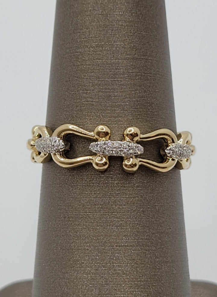 14K Yellow Gold Horseshoe Diamond Fashion Ring