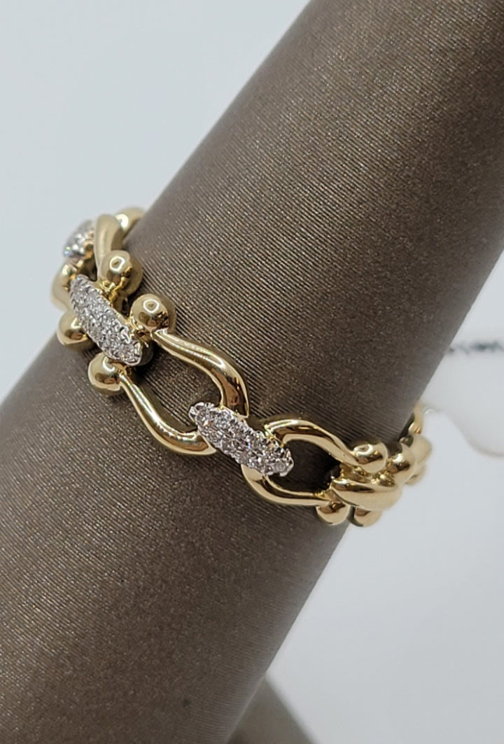14K Yellow Gold Horseshoe Diamond Fashion Ring