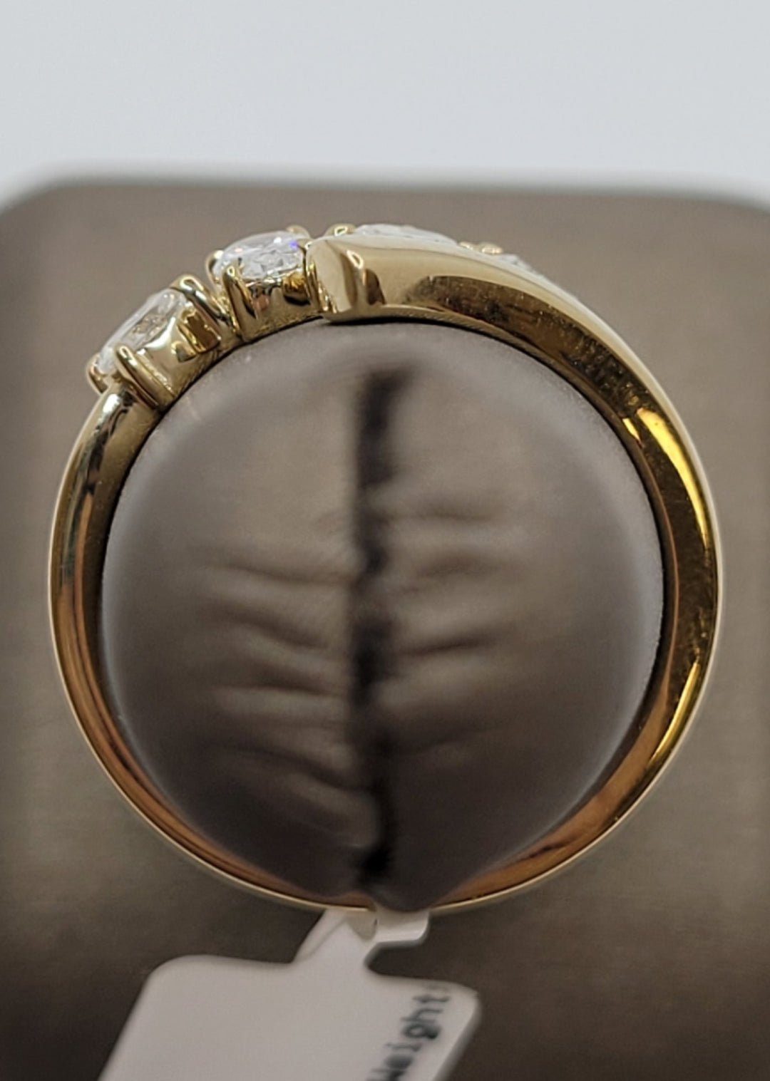 14K Yellow Gold Oval Diamond Bypass Fashion Ring