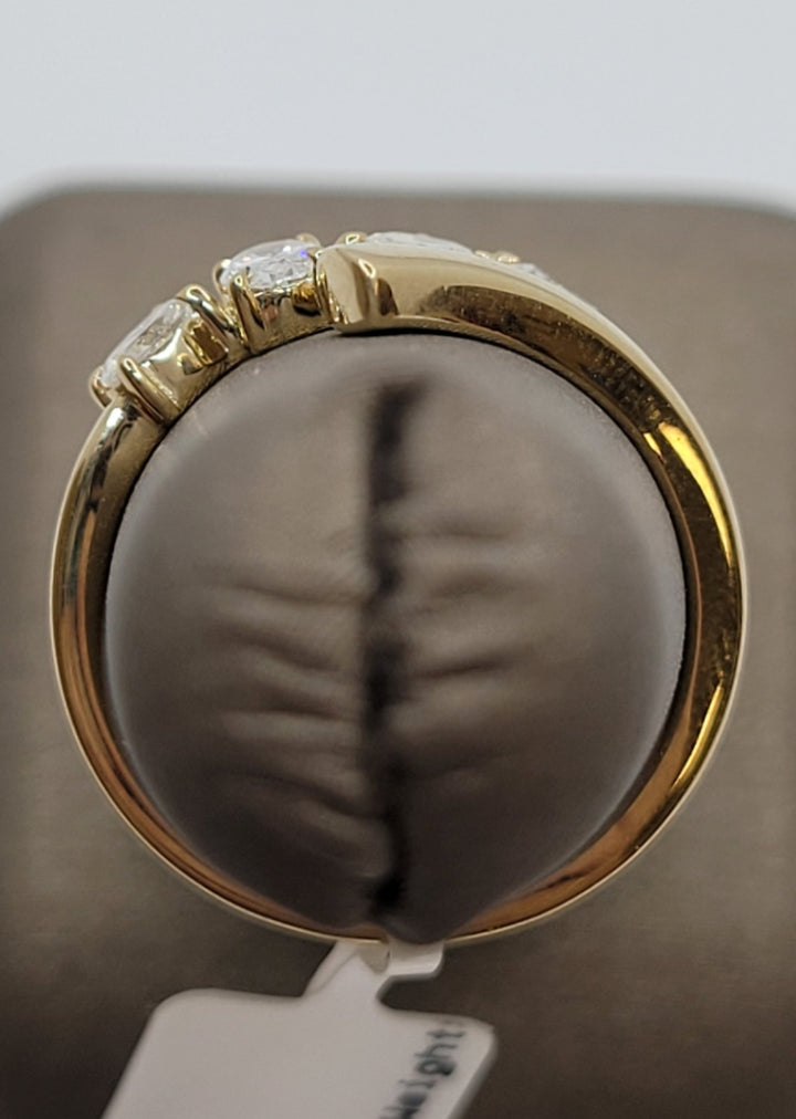 14K Yellow Gold Oval Diamond Bypass Fashion Ring