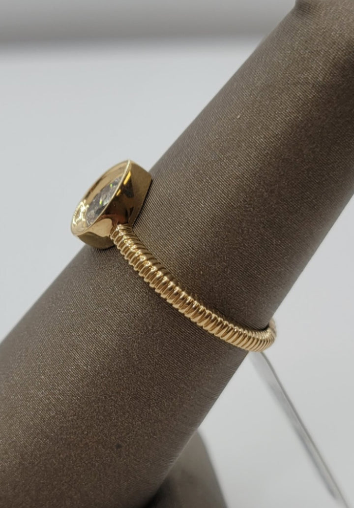14K Yellow Gold Pear Cut Diamond Textured Fashion Ring