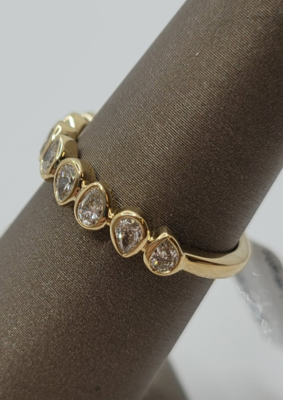 14K Yellow Gold Bezel Pear Shape Diamond Wedding Band