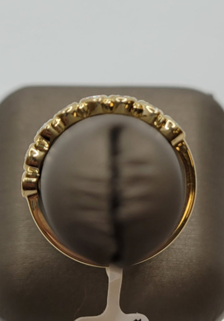 14K Yellow Gold Bezel Pear Shape Diamond Wedding Band