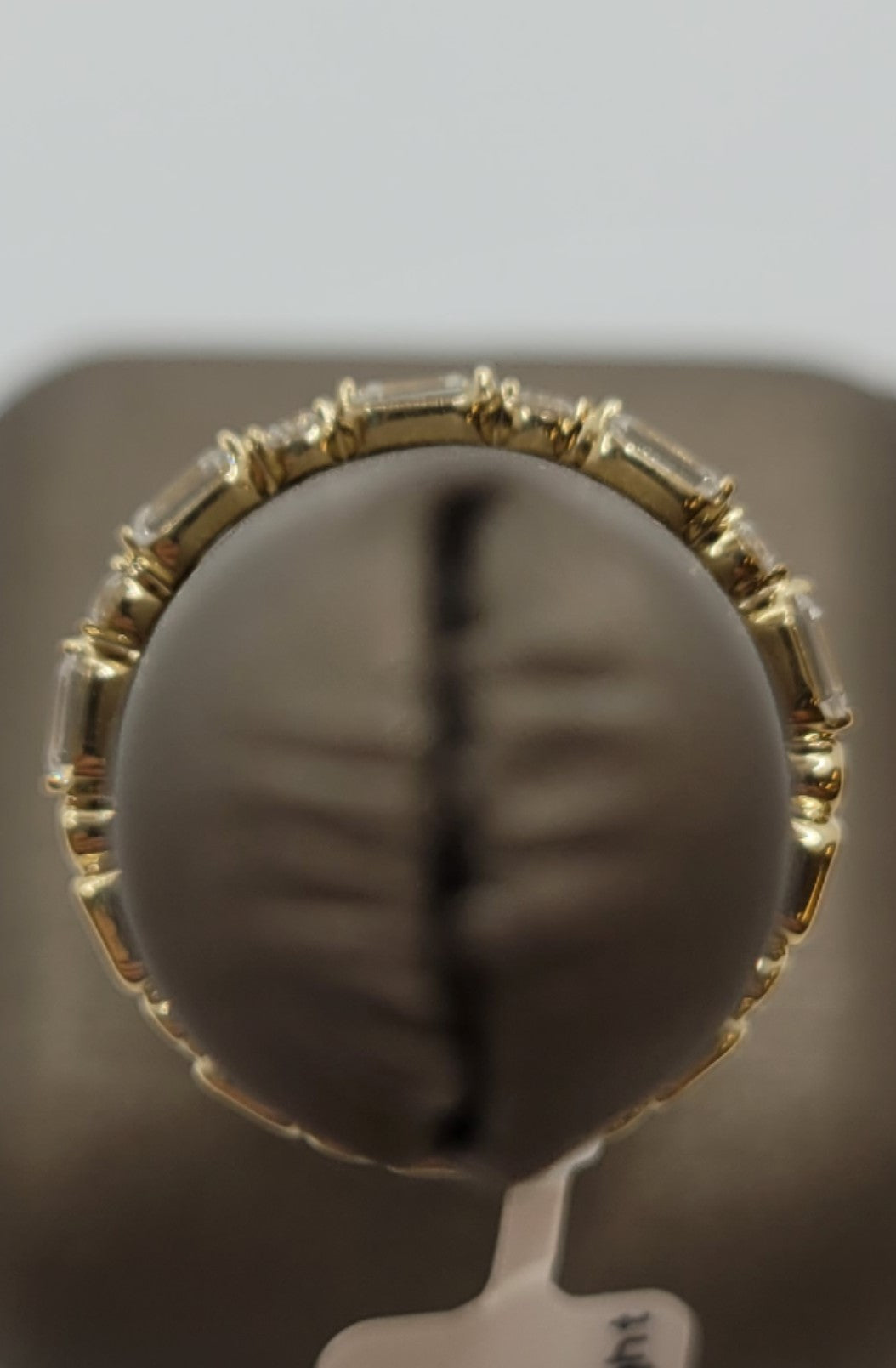 14K Yellow Gold Emerald And Round Diamond Wedding Band