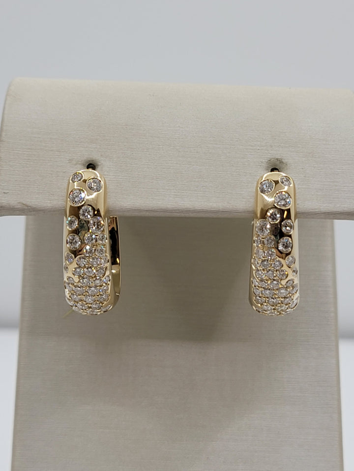 14K Yellow Gold Diamond Fashion Hoop Earrings