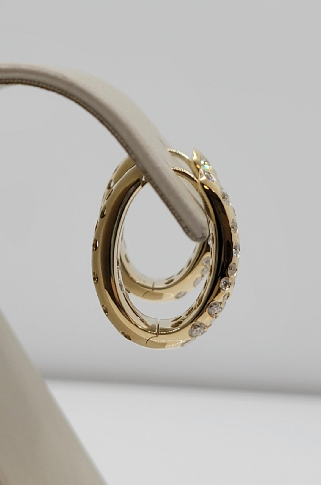 14K Yellow Gold Diamond Fashion Hoop Earrings