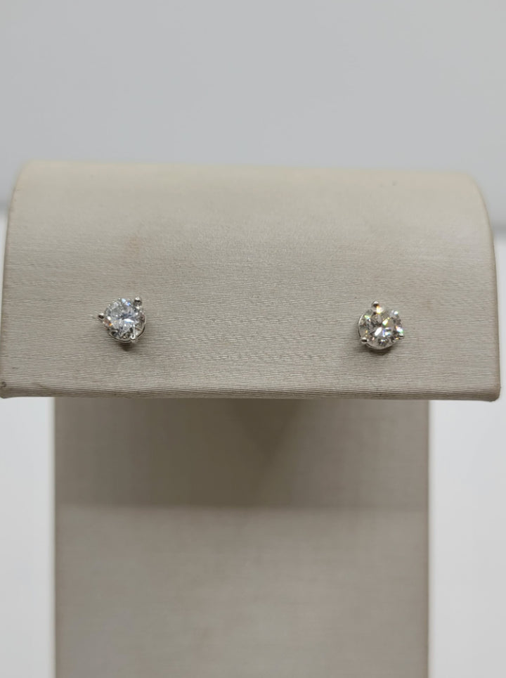 14K White Gold .59 Twt Natural Diamond Martini Stud Earrings