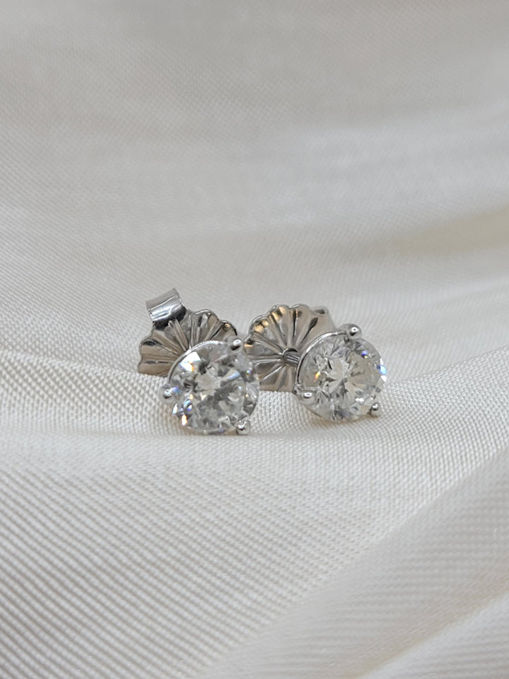14K White Gold .59 Twt Natural Diamond Martini Stud Earrings