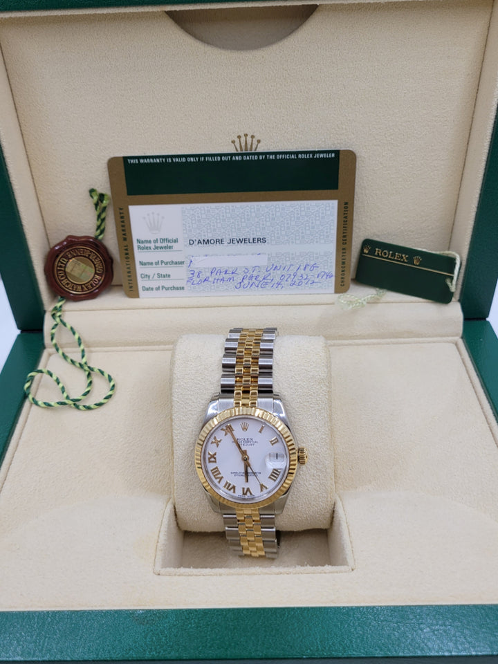 Stainless Steel / 18K Yellow White Roman Numeral Dial Datejust Previously Owned Rolex