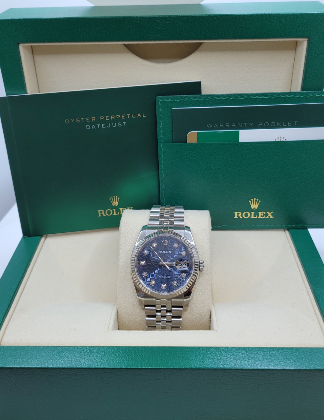 Stainless Steel Datejust Blue Motif & Diamond Dial Previously Owned Rolex