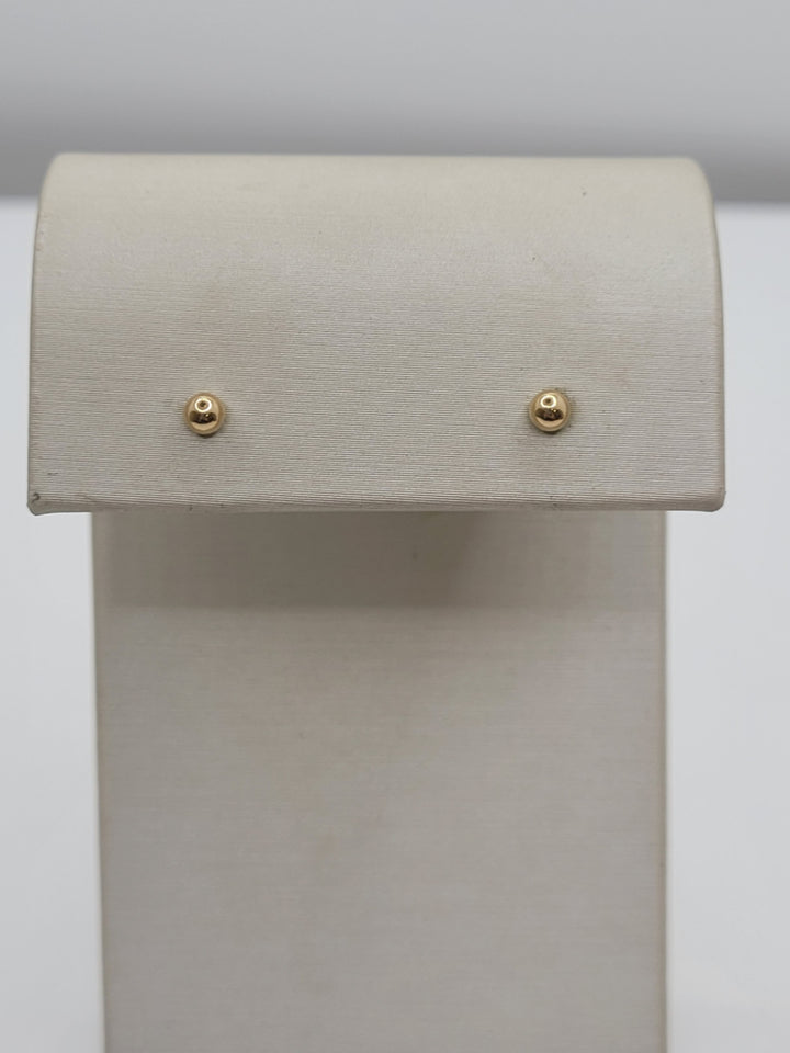 14K Yellow Gold 3mm Hollow Ball Stud Earrings