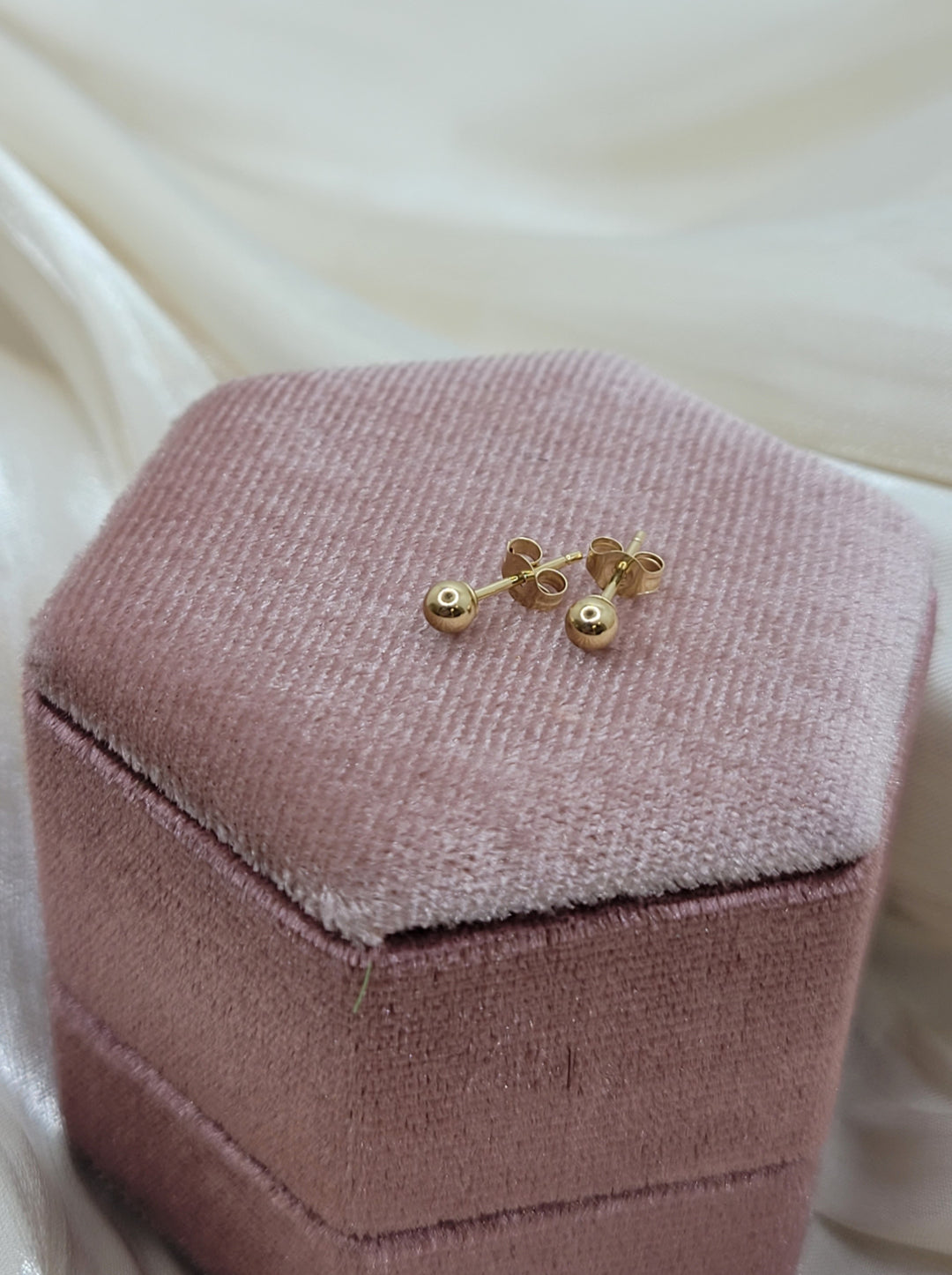 14K Yellow Gold 3mm Hollow Ball Stud Earrings