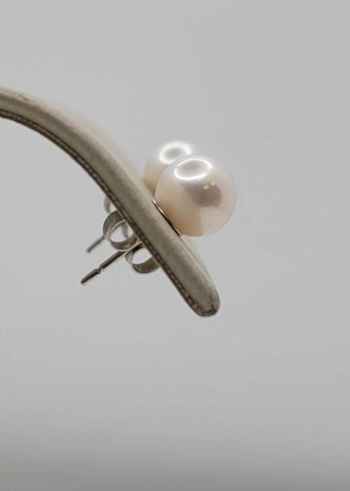 14K White Gold 7-7.5mm Japanese Cultured Pearl Stud Earrings