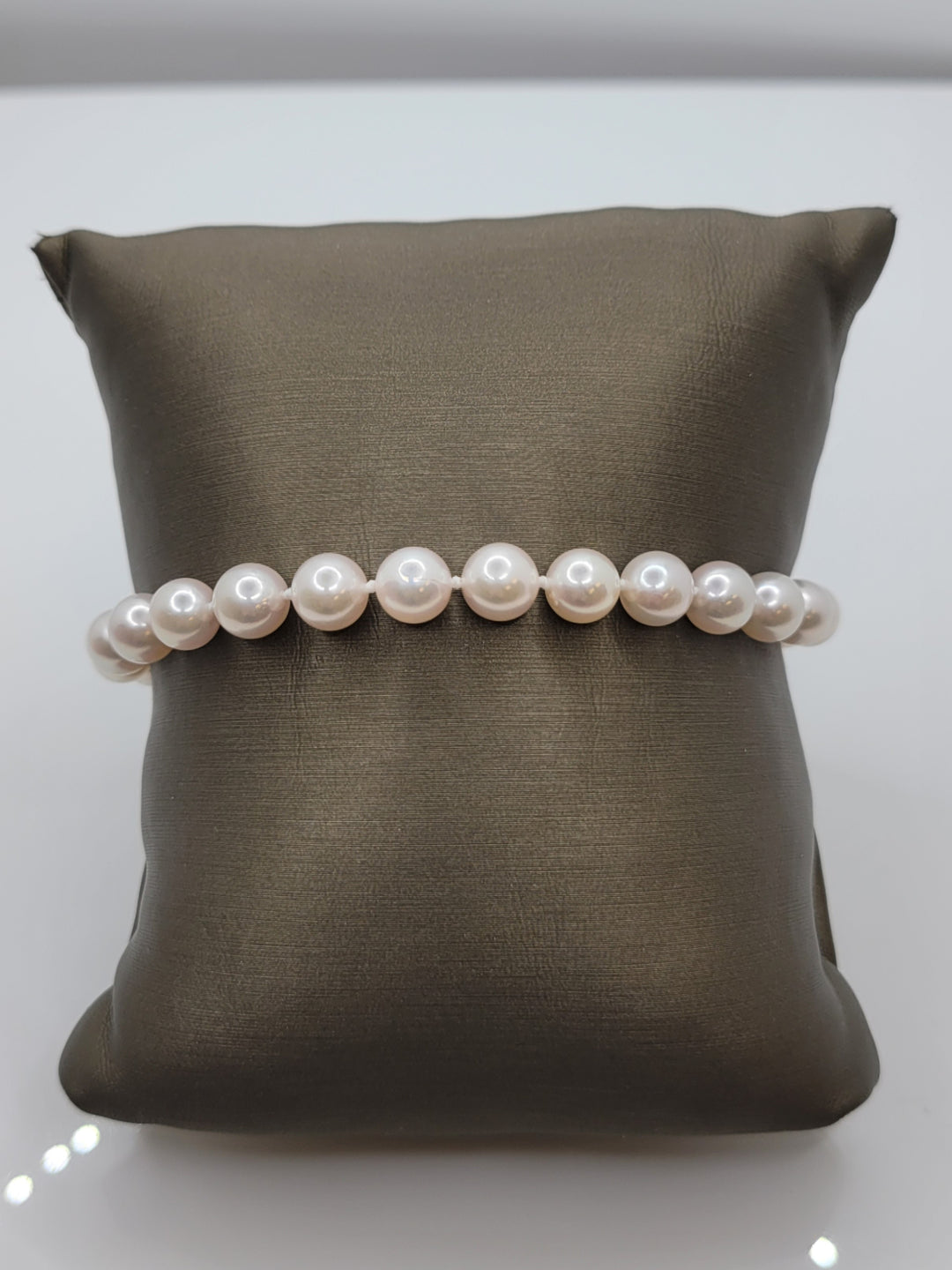 7" 14K White Gold Traditional Peal Clasp 6.5-7mm Japanese Cultured Pearl Bracelet