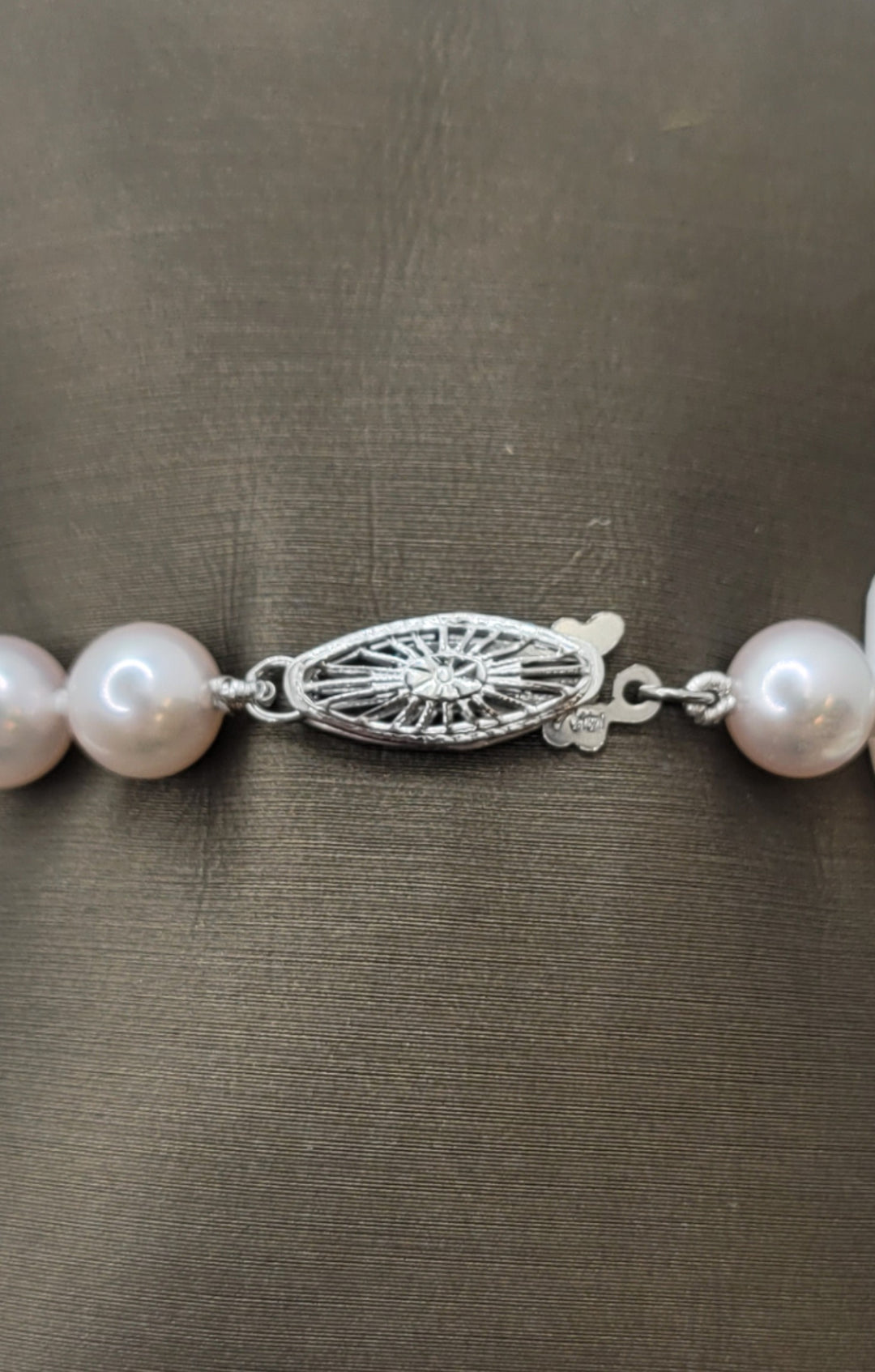 7" 14K White Gold Traditional Peal Clasp 6.5-7mm Japanese Cultured Pearl Bracelet