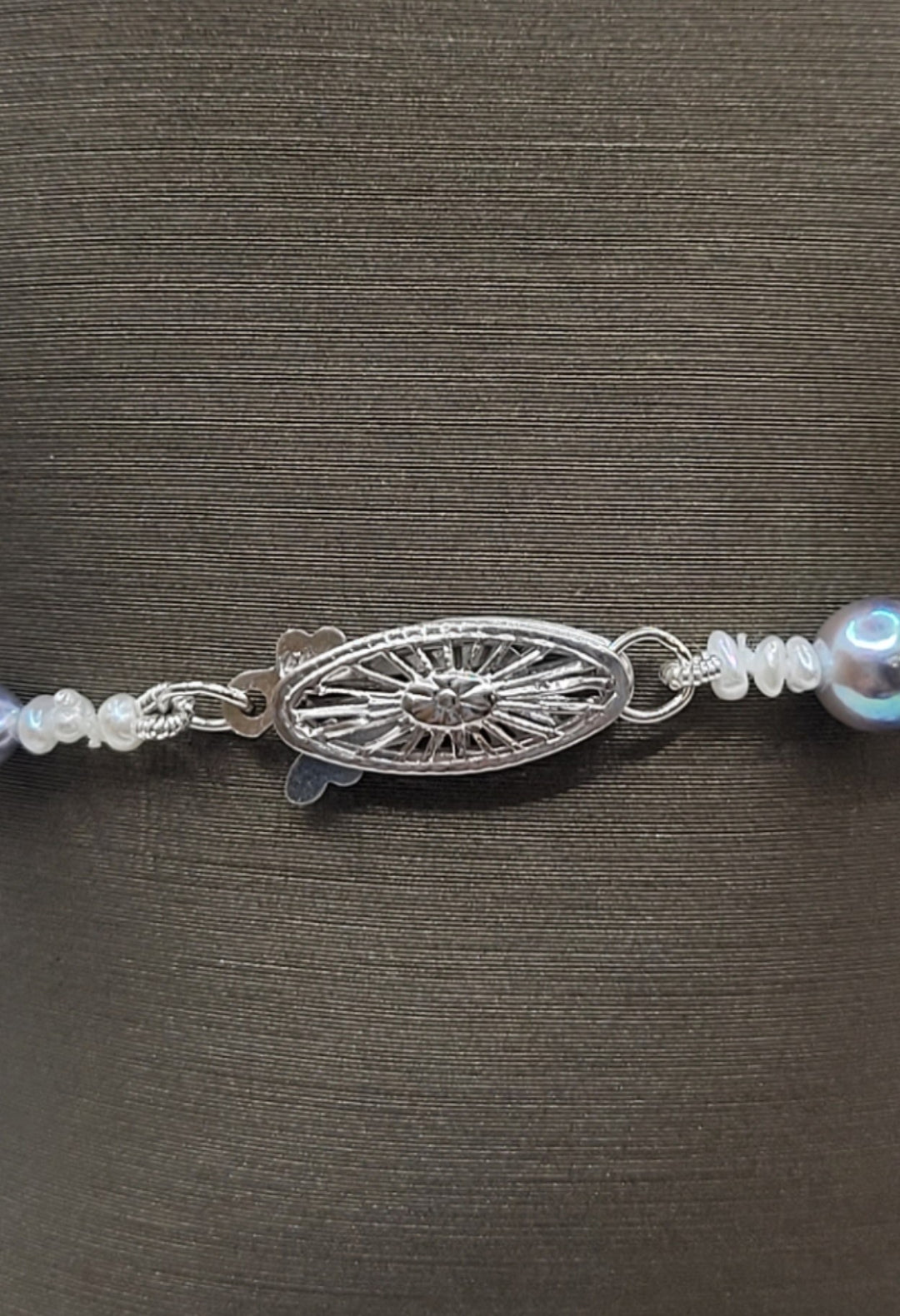 7" 14K White Gold Baroque Grey/Blue Akoya & Keshi Pearl Bracelet